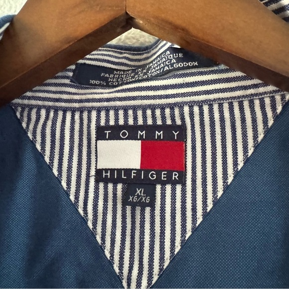 Vintage Tommy Hilfiger Button Down Shirt Blue XL Mens Preppy Classic Timeless - Picture 5 of 11